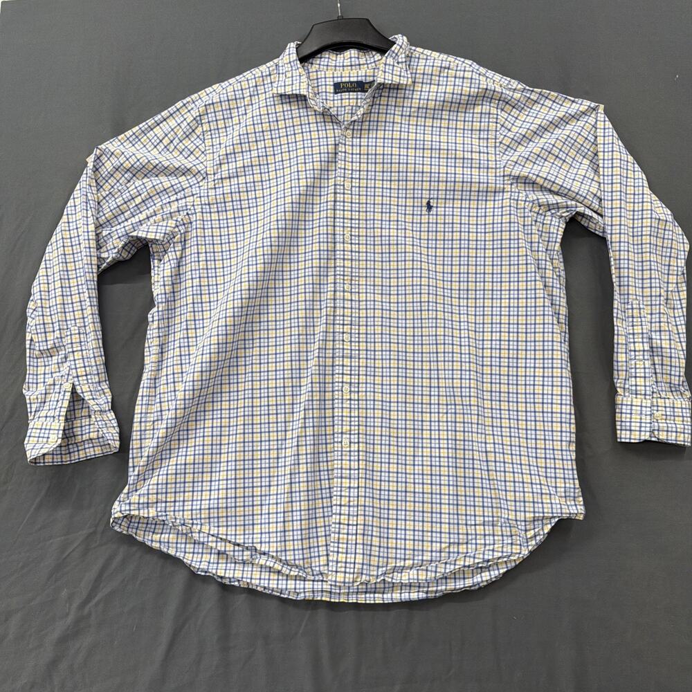 Polo Ralph Lauren Button Shirt Mens 2XLT Tall Multicolor Plaid Flesh Pony Oxford